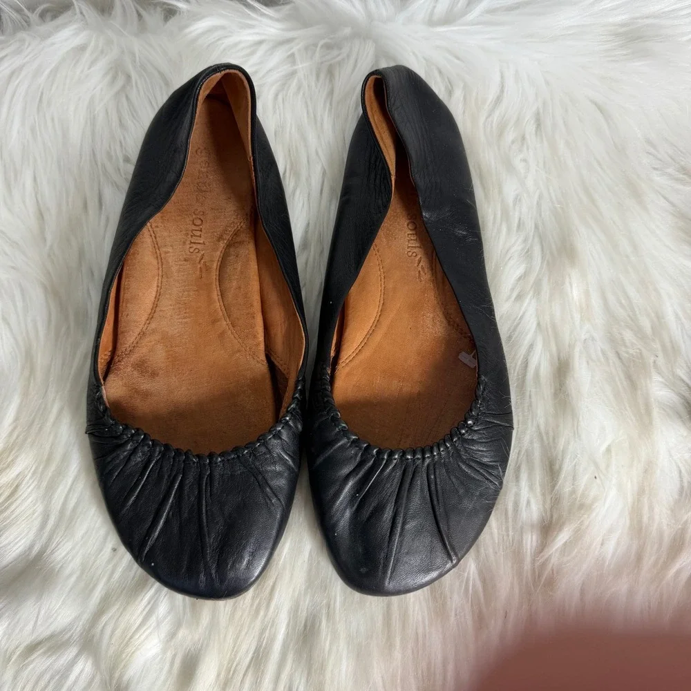 Gentle Souls Bayside Black Leather Ballet Flats Round Toe Shoes Womens 10M‎